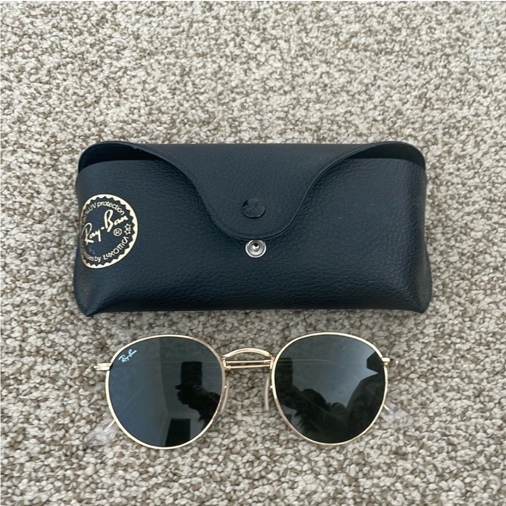 Ray-Ban Gold Frame Sunglasses with Black Case